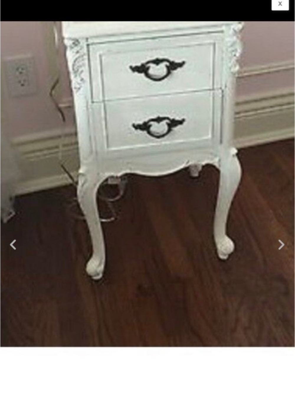 French shabby chic White Vintage-Style Nightstand with Drawer Hardware